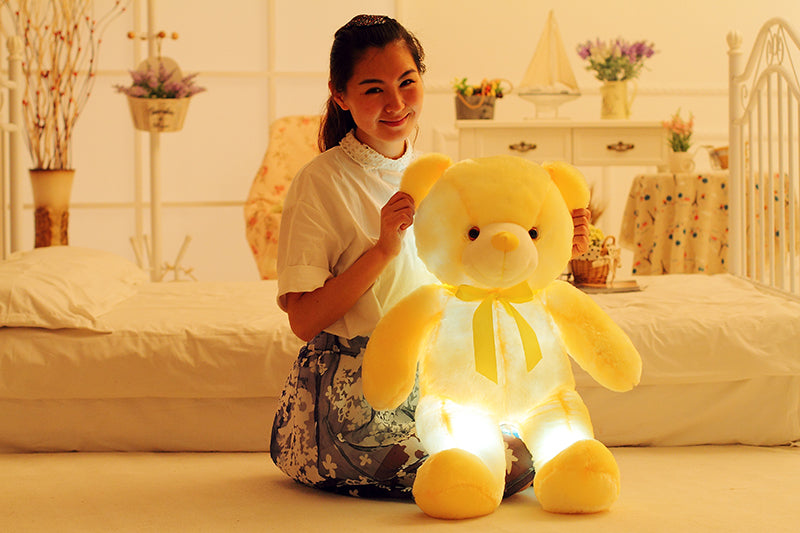 Oso de peluche LED luminoso creativo, animales de peluche, juguete de peluche colorido brillante, regalo de Navidad para niños, almohada