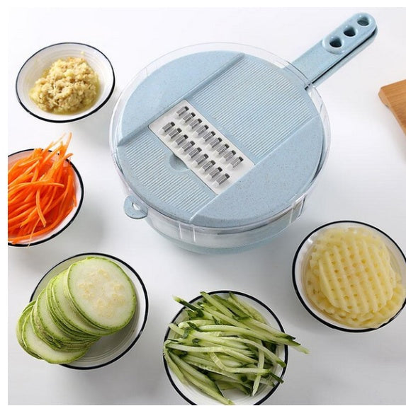 Rebanador de mandolina 8 en 1, rebanador de verduras, pelador de patatas, rallador de zanahoria y cebolla con colador, cortador de verduras, accesorios de cocina