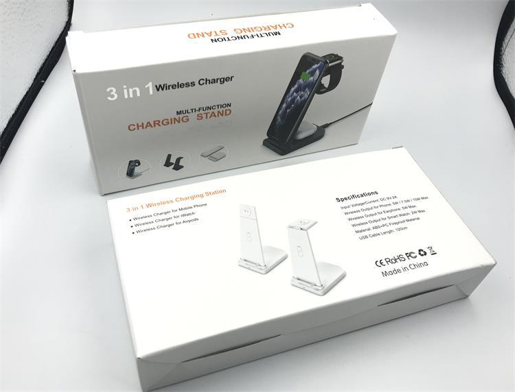 Cargador inalámbrico plegable 3 en 1 versátil para teléfono móvil