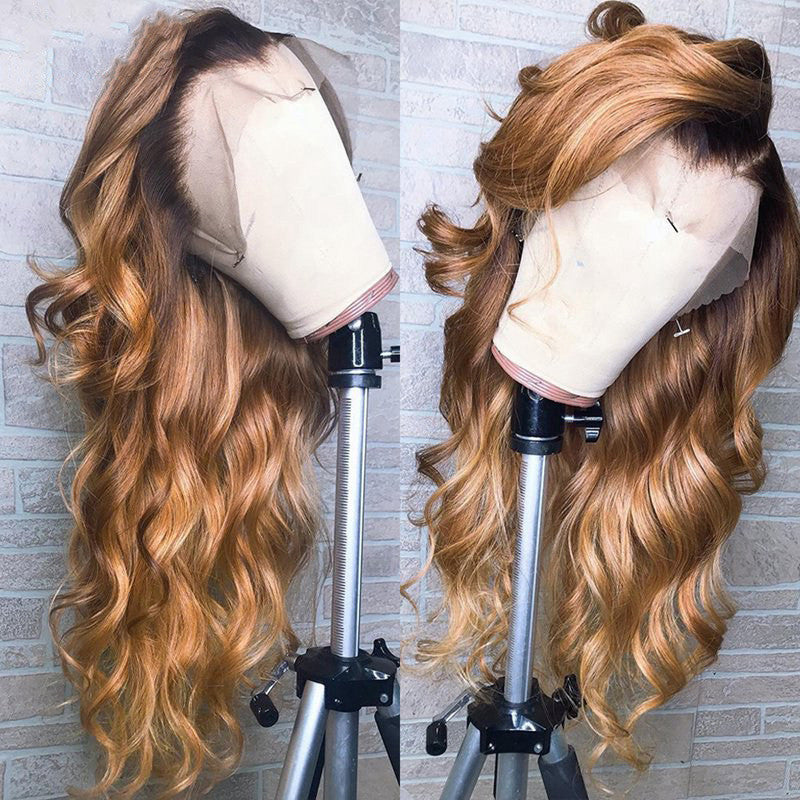 Pelucas Ombré de Cabello Humano Remy Frontal de Encaje Colorido