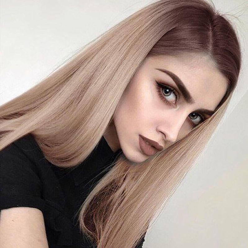 Pelucas de pelo largo y liso para mujer europea y americana