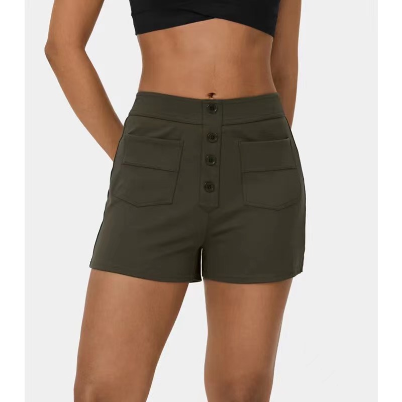 Urban-style Elegant Womens Clothing Polyester Patchwork Mid-rise Shorts For Women