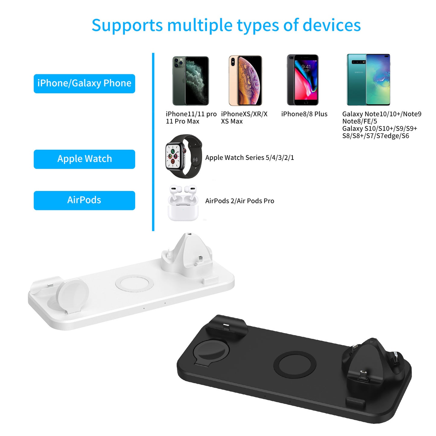 Compatible con Apple, cargador inalámbrico multifuncional