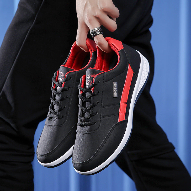 Zapatos deportivos casuales de cuero versátiles e impermeables