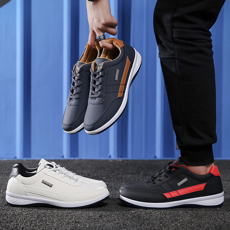 Zapatos deportivos casuales de cuero versátiles e impermeables