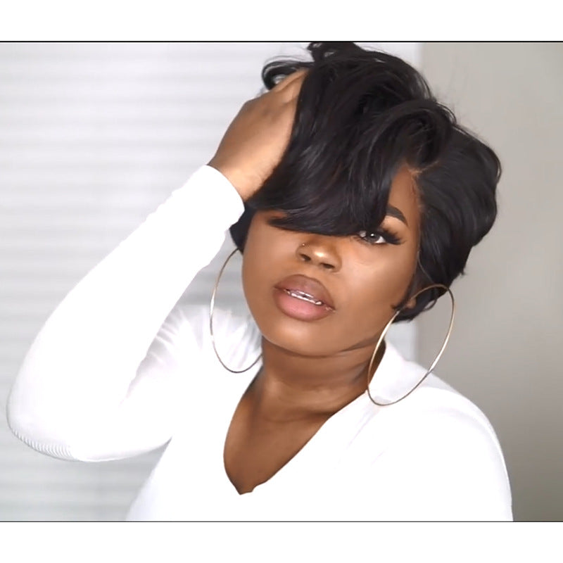 Pelo corto rizado microbob negro