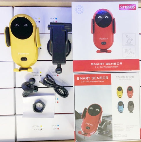 Soporte de teléfono para coche con cargador inalámbrico e inducción infrarroja