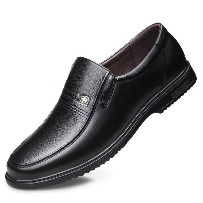 Zapatos Casuales de Cuero Genuino para Hombre, Suela Plana, Punta Redonda, Suela Suave Antideslizante, para Hombres de Mediana Edad