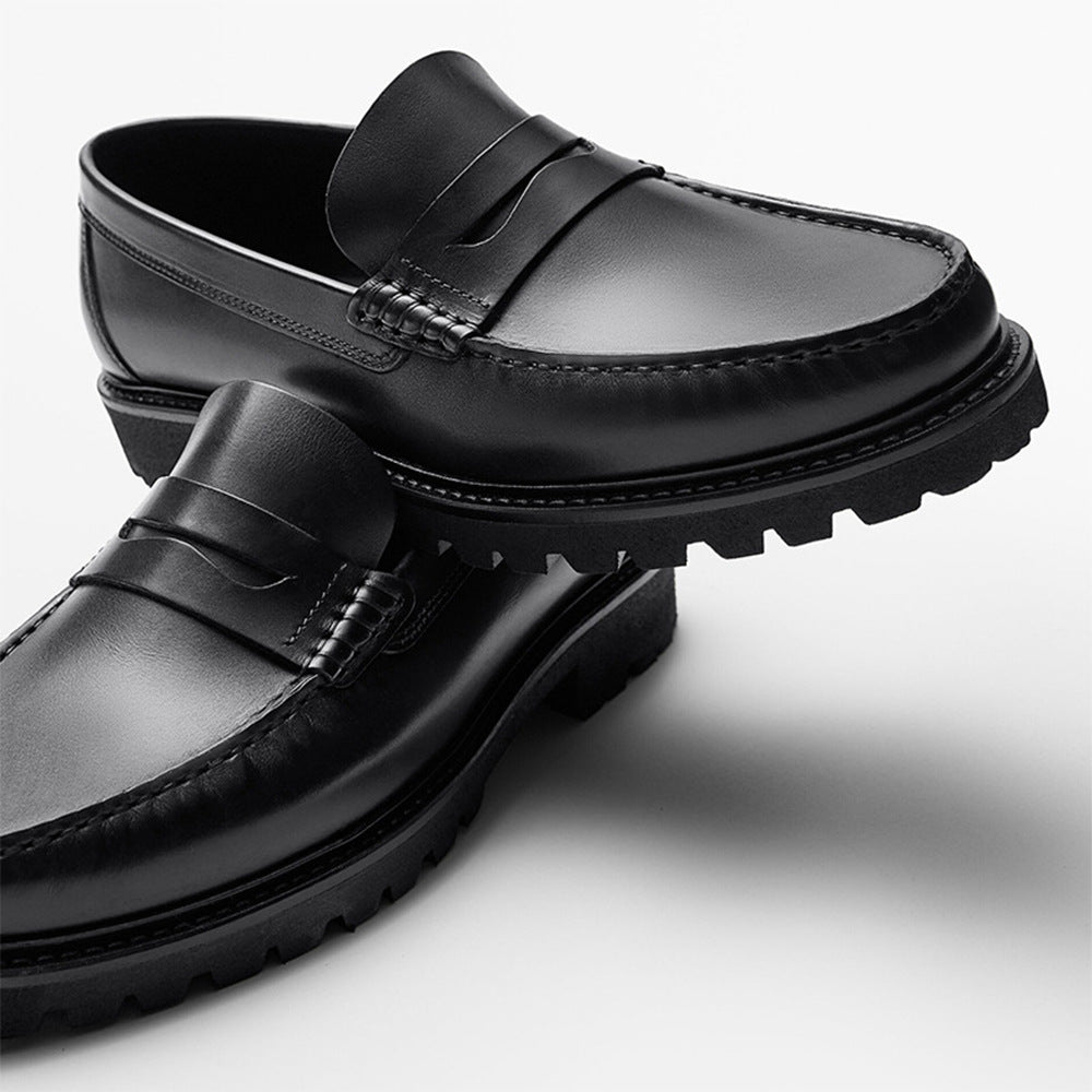 Zapatos de cuero para hombre, mocasines, primera capa de piel de vaca, informales, sencillos, de suela blanda