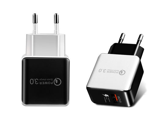 Compatible with Apple, 18W Quick Charge 3.0 Snelle Mobiele Telefoon Oplader Eu Plug Wall Charger Usb Adapter Voor Iphone 11 Pro Xr xs Max Samsung Redmi Huawei