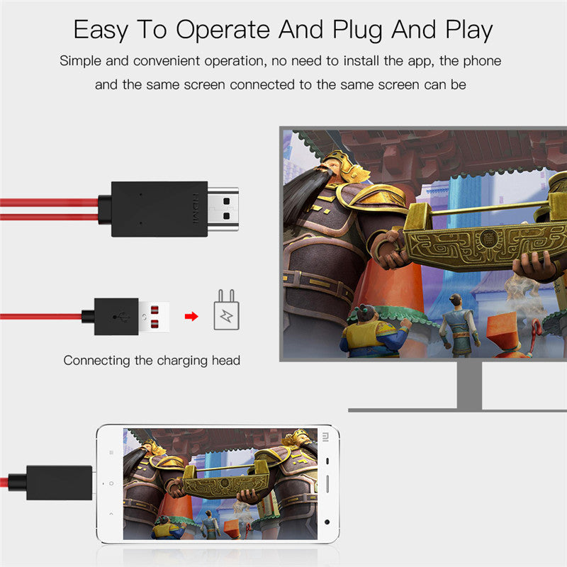 Cable de proyección tres en uno USB-C a HDMI para móvil