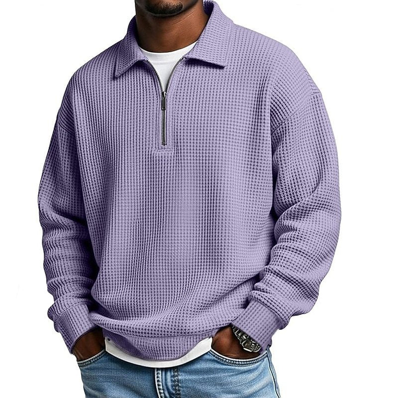 Polo de hombre con cuello y media cremallera