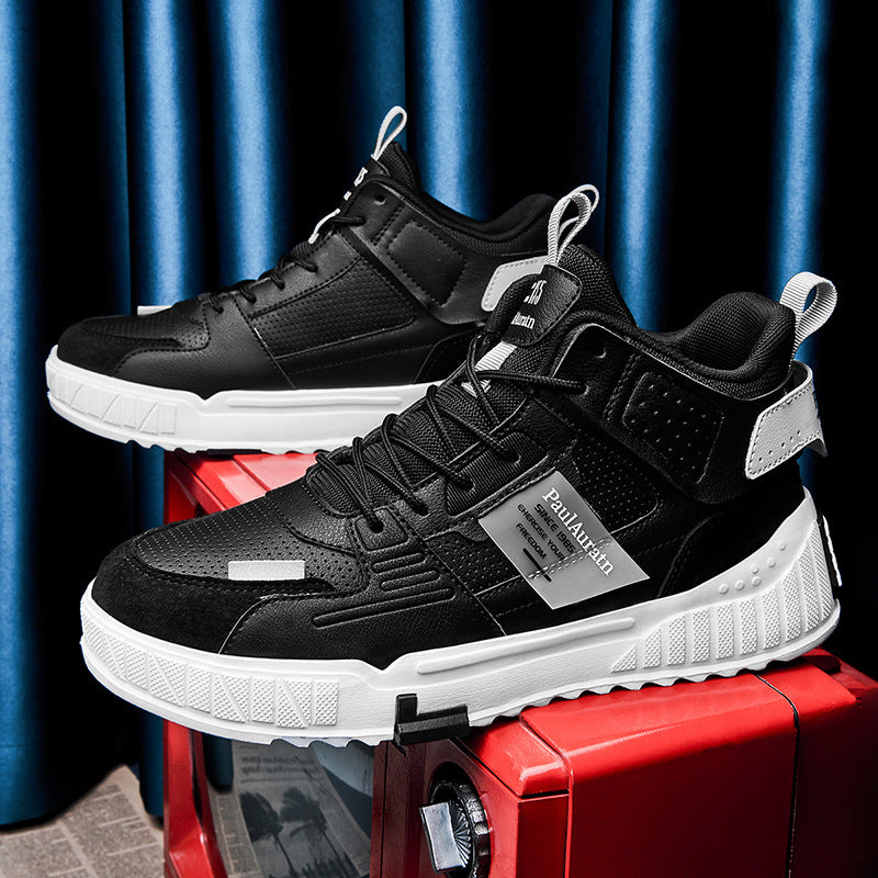 Zapatillas informales de piel con paneles y caña alta