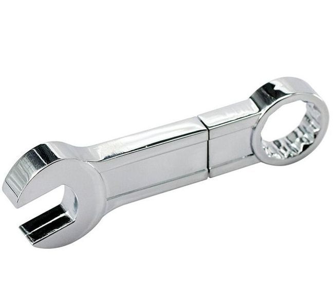 Regalo para conferencia de negocios de empresa: USB con forma de llave inglesa de metal, doble cabeza de flor de ciruelo