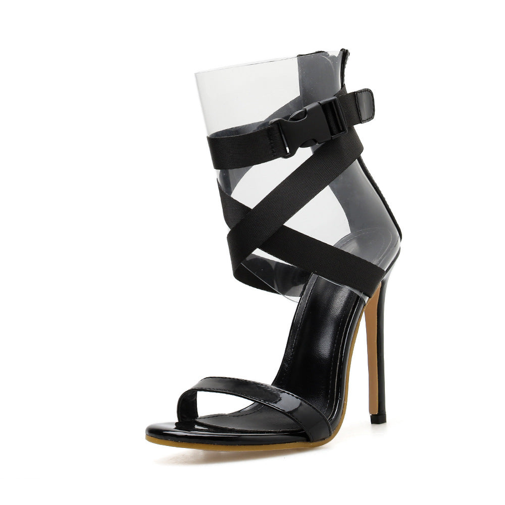 Sandalias transparentes de tacón alto