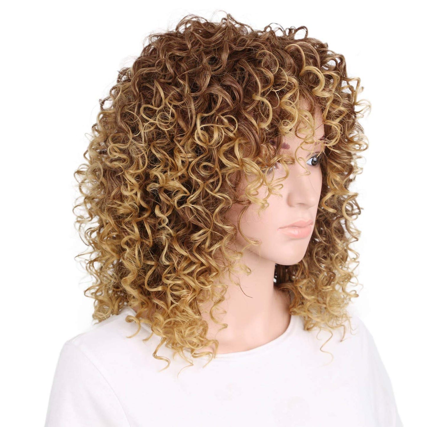 Peluca rizada corta de cabello sintético a la moda