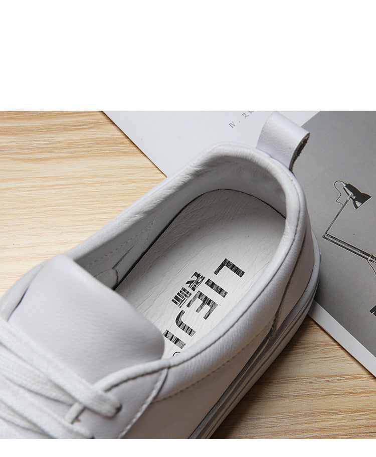 Small White Shoes Men's Leather Oversized Sneakers