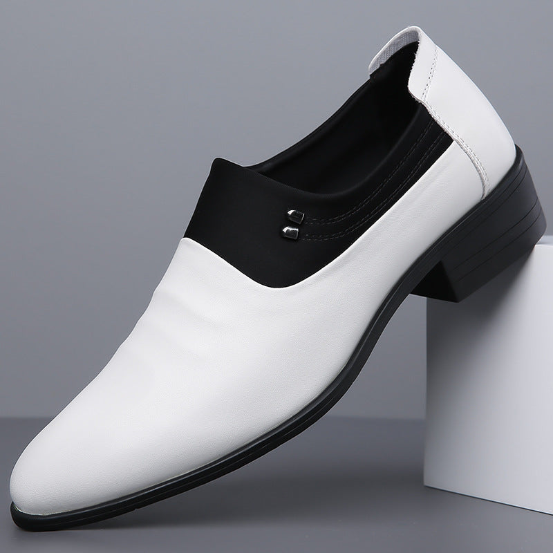 Zapatos de vestir de cuero suave británicos para hombre, de puntera, para jóvenes, de cuero blanco