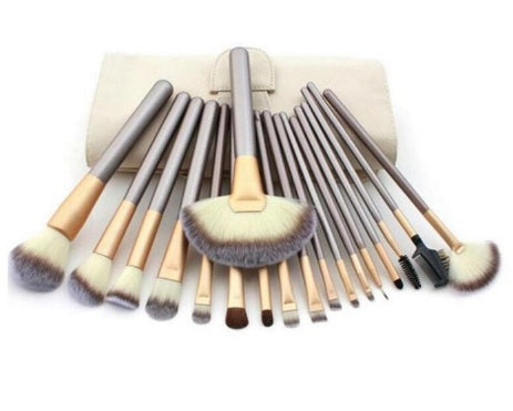Juego de brochas de maquillaje persa, brocha de maquillaje blanca arroz, brocha de maquillaje con mango color champán Sin