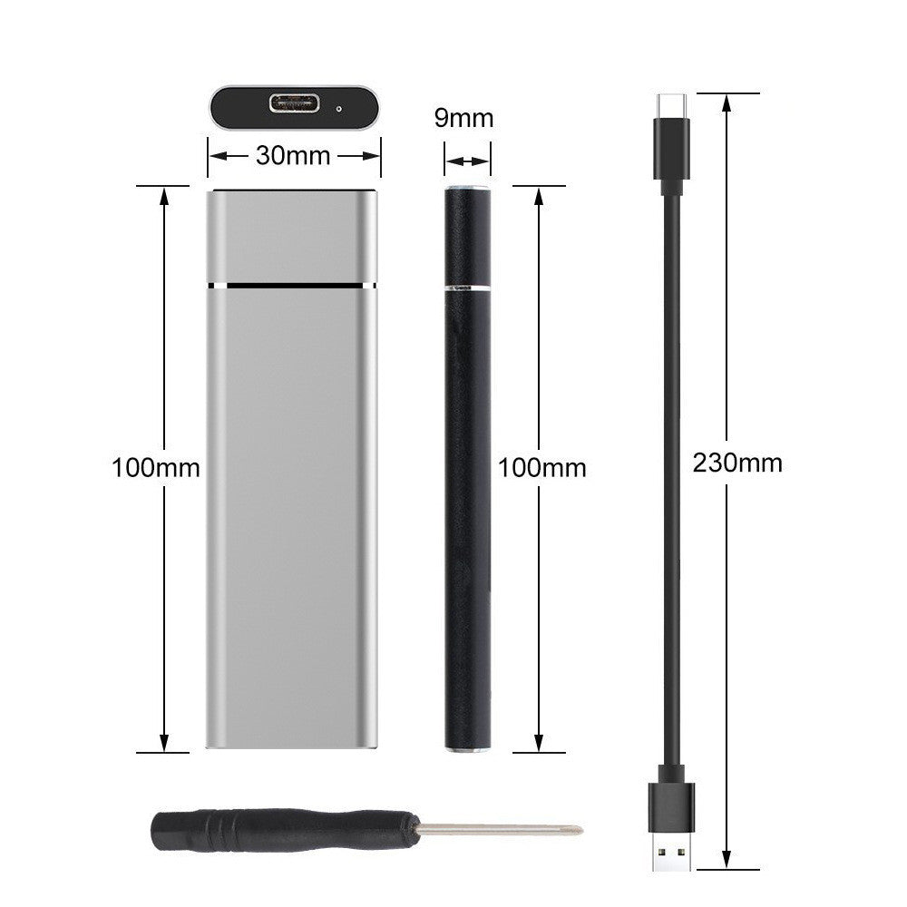 Caja de disco duro móvil de aleación de aluminio sólido M.2 NGFF a USB 3.1 SSD