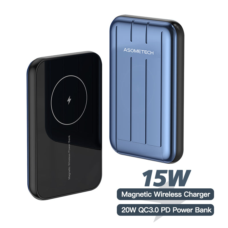 Batería externa magnética con cargador inalámbrico de 5000 mAh