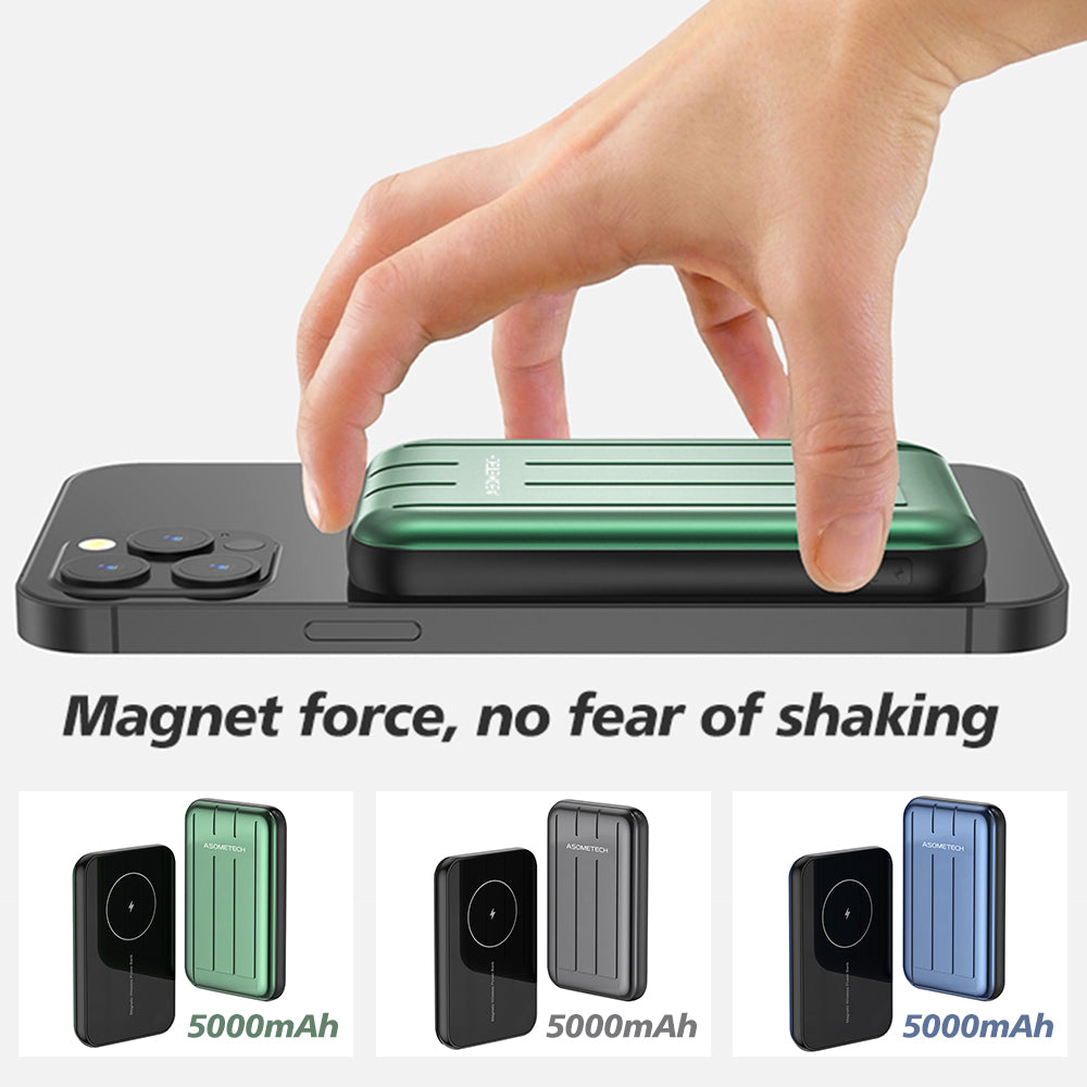 Batería externa magnética con cargador inalámbrico de 5000 mAh