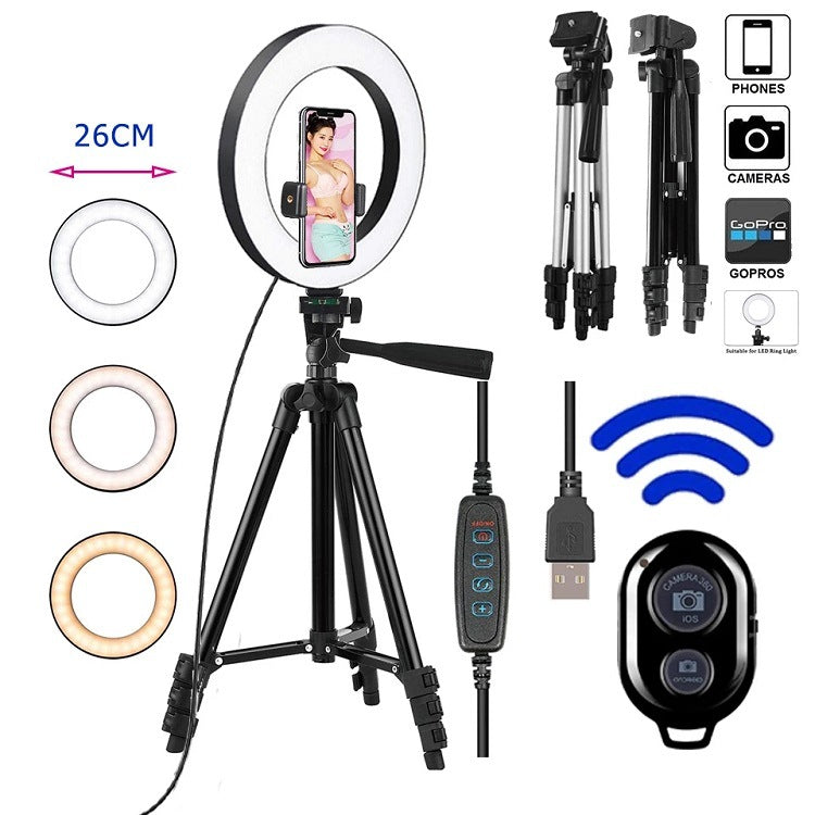 Compatible con Apple, anillo de luz LED para fotografía de selfies, trípode, luz para maquillaje