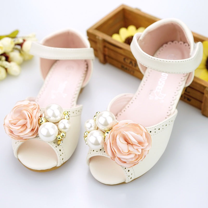 Sandalias estilo coreano de flores para princesas en tallas grandes, sandalias cómodas para niños