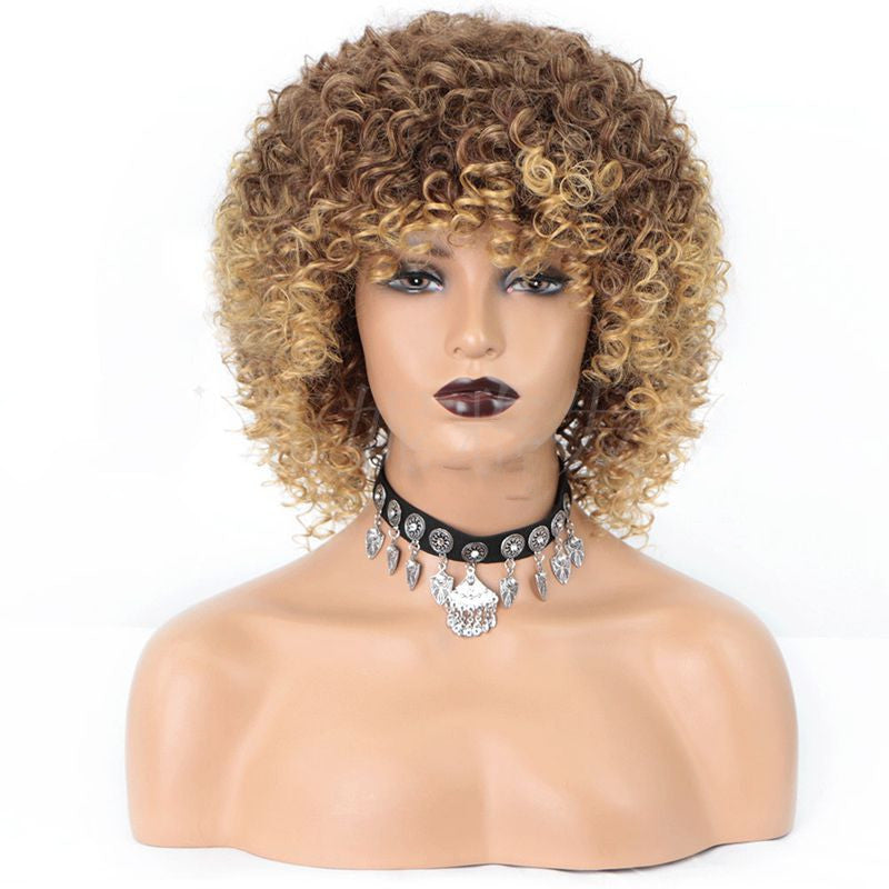 Pelucas Transfronterizas Europeas Y Americanas De Moda Africana Pequeñas Pelucas Rizadas para Mujer Peluca Tocado Cabeza Explosiva Africana