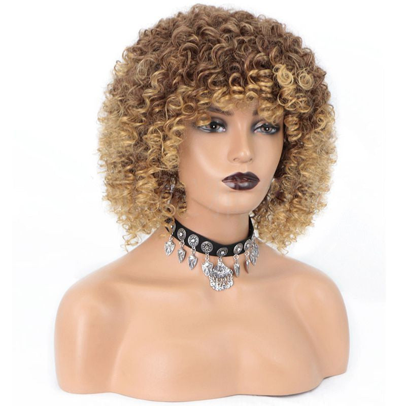 Pelucas Transfronterizas Europeas Y Americanas De Moda Africana Pequeñas Pelucas Rizadas para Mujer Peluca Tocado Cabeza Explosiva Africana