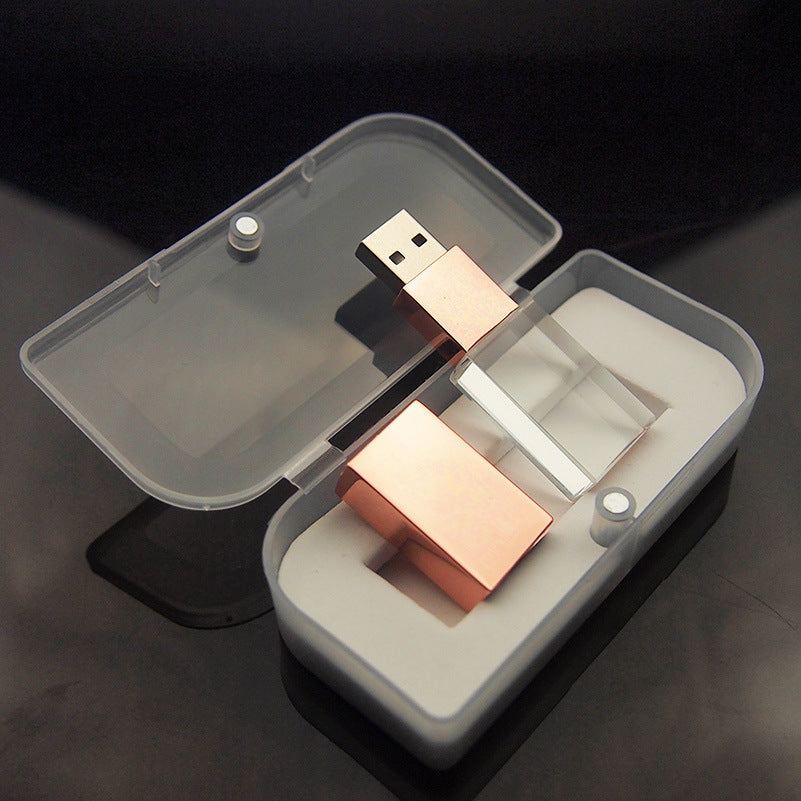Unidad flash USB de cristal, unidad flash USB de vidrio transparente, unidad flash USB creativa personalizada