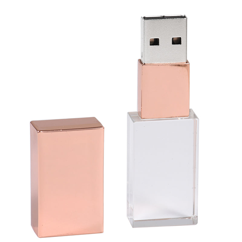 Unidad flash USB de cristal, unidad flash USB de vidrio transparente, unidad flash USB creativa personalizada