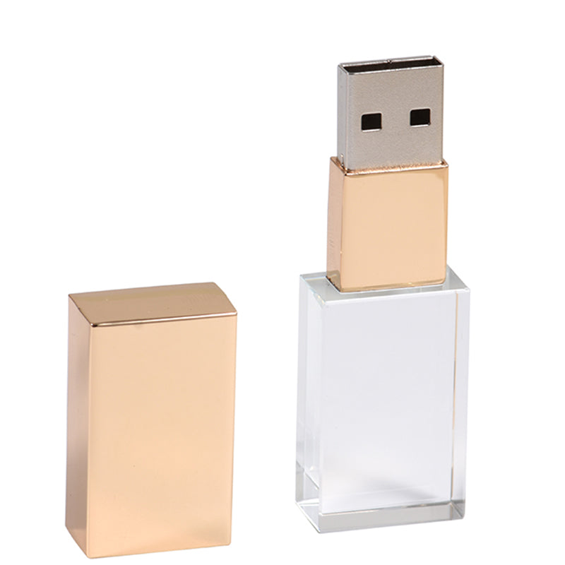 Unidad flash USB de cristal, unidad flash USB de vidrio transparente, unidad flash USB creativa personalizada