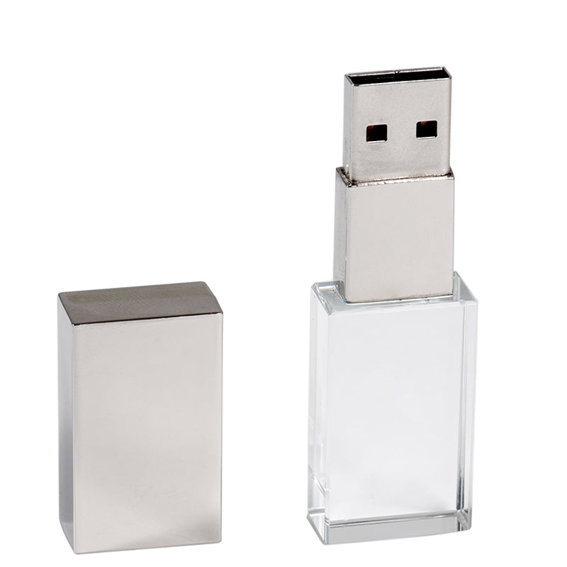 Unidad flash USB de cristal, unidad flash USB de vidrio transparente, unidad flash USB creativa personalizada