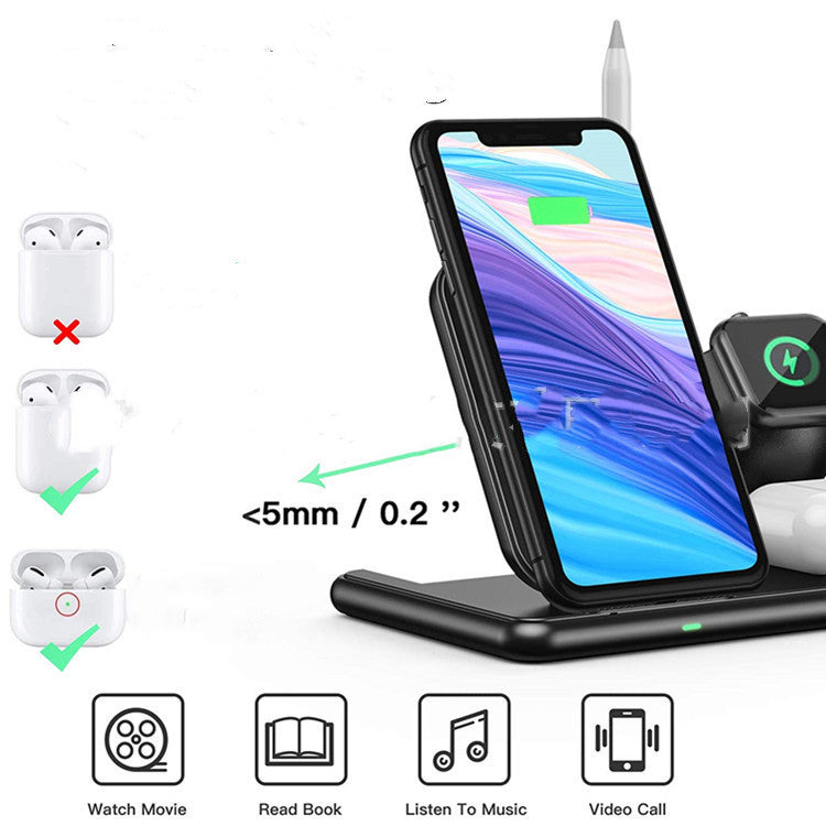Cargador inalámbrico para teléfono móvil, reloj y auriculares Apple