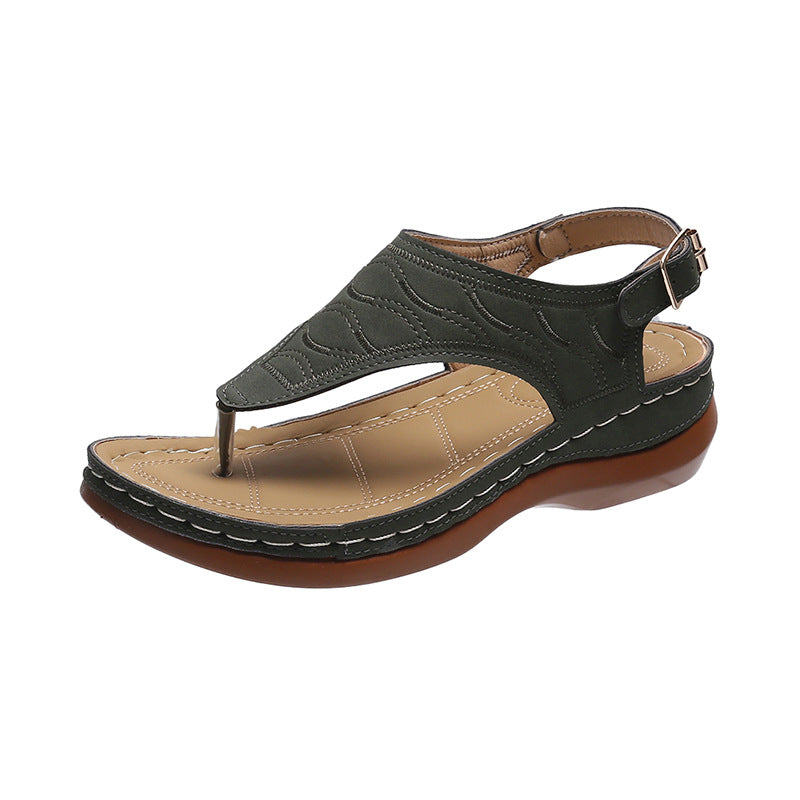 Sandalias casuales de cuña para mujer, chanclas de color liso