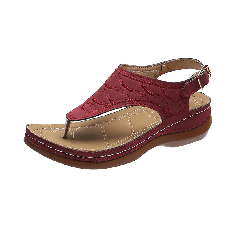 Sandalias casuales de cuña para mujer, chanclas de color liso