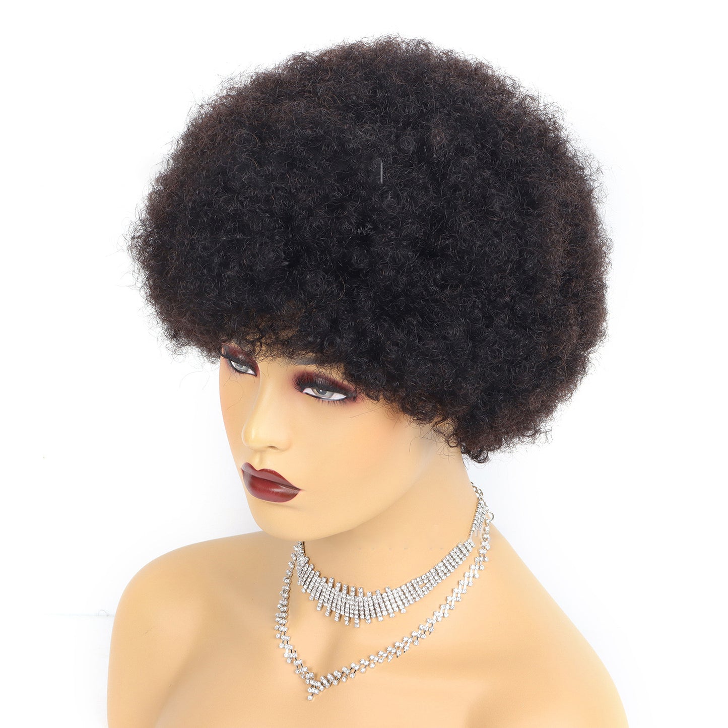 Pelucas Cortas de Cabello Humano Afro Rizado Kinky