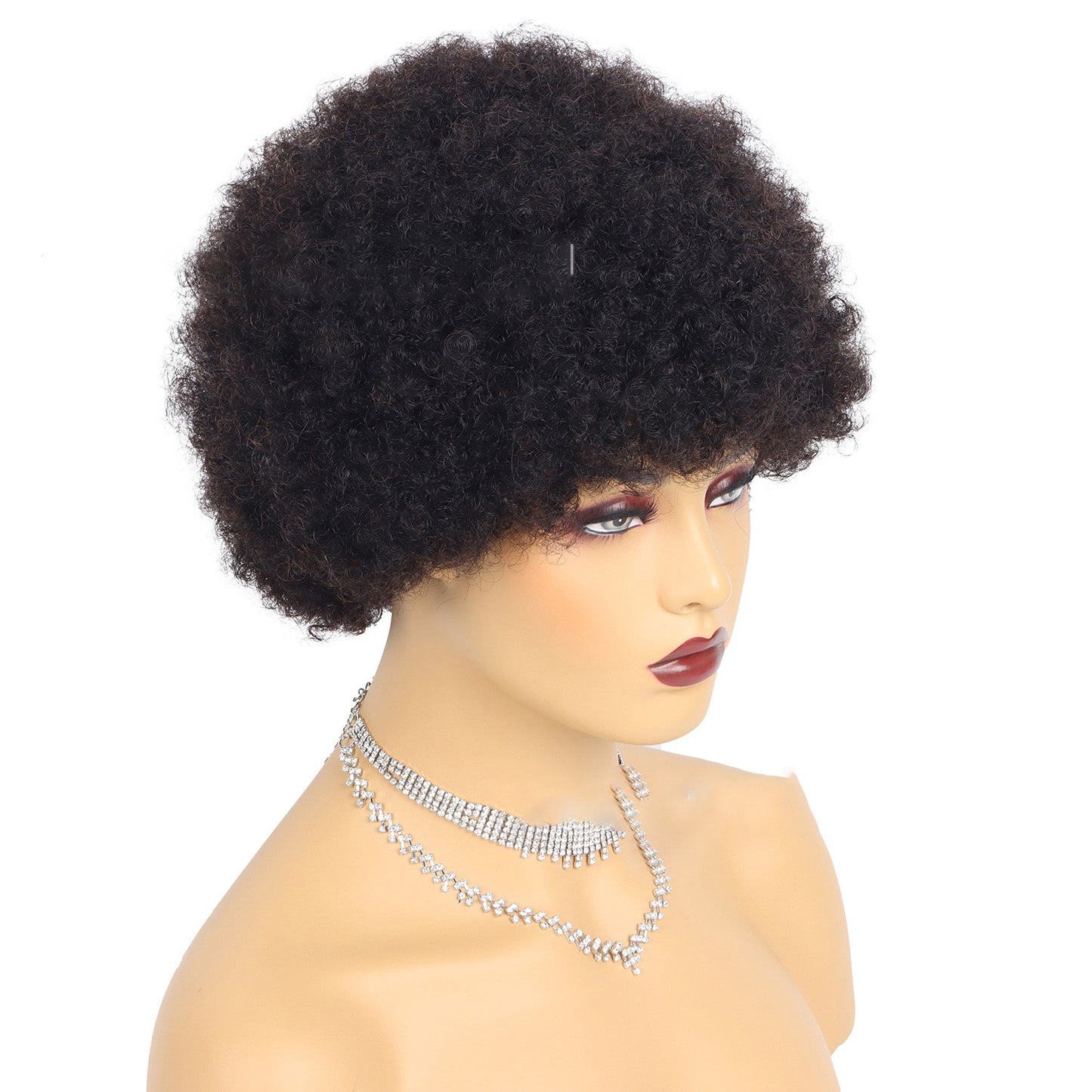 Pelucas Cortas de Cabello Humano Afro Rizado Kinky