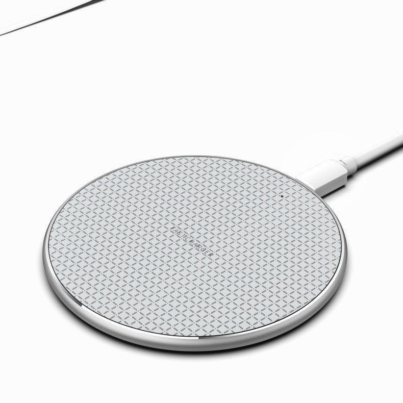Cargador inalámbrico redondo ultradelgado de 10W de aleación de aluminio para teléfono móvil