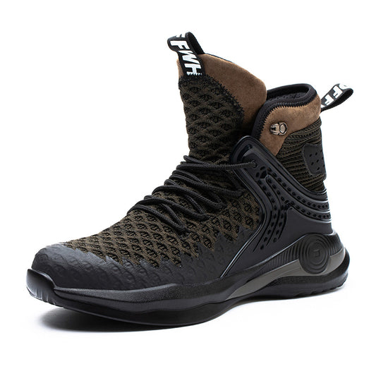 Zapatillas de seguridad altas para hombre, anticolisión y antipunción, ligeras, de tejido volador
