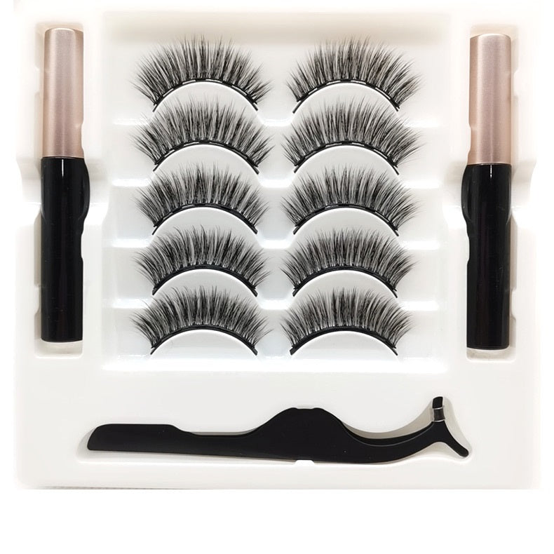 Juego de delineador de ojos y pestañas magnéticas, extensión de pestañas postizas de visón de larga duración, resistente al agua, herramienta de maquillaje de belleza reutilizable
