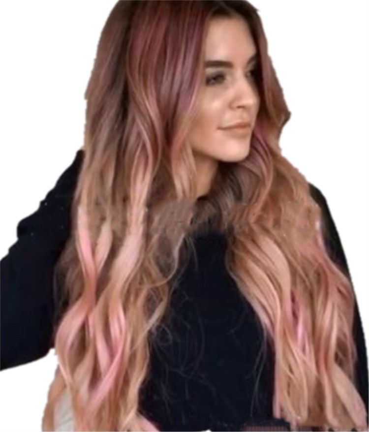 Pelucas de mujer de pelo largo y rizado con ondas grandes, de color rosa marrón, para cosplay, pelucas de fiesta