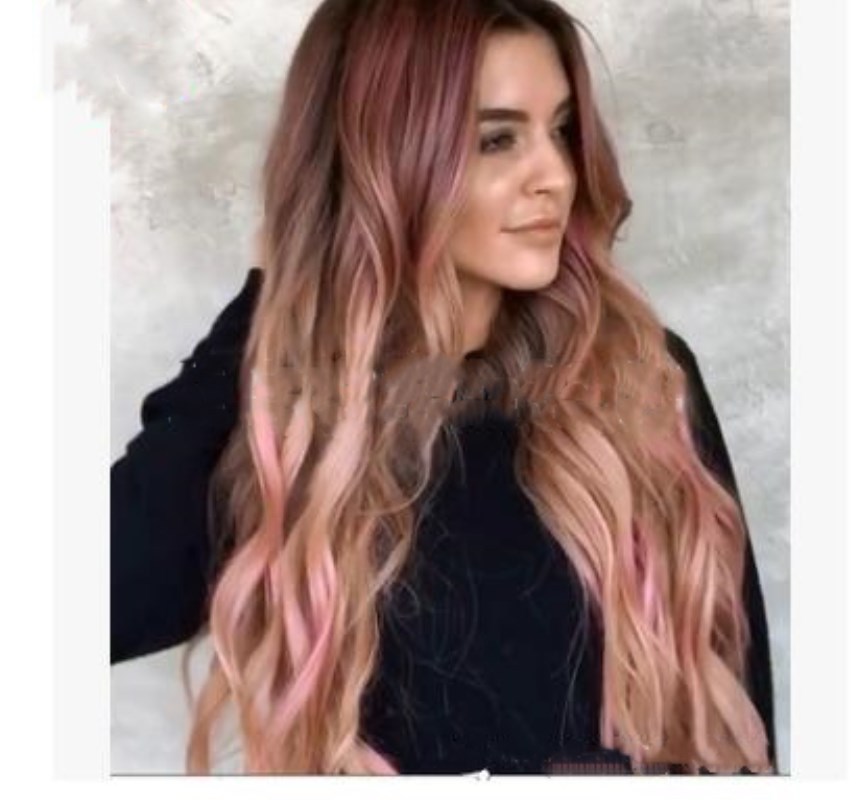 Pelucas de mujer de pelo largo y rizado con ondas grandes, de color rosa marrón, para cosplay, pelucas de fiesta