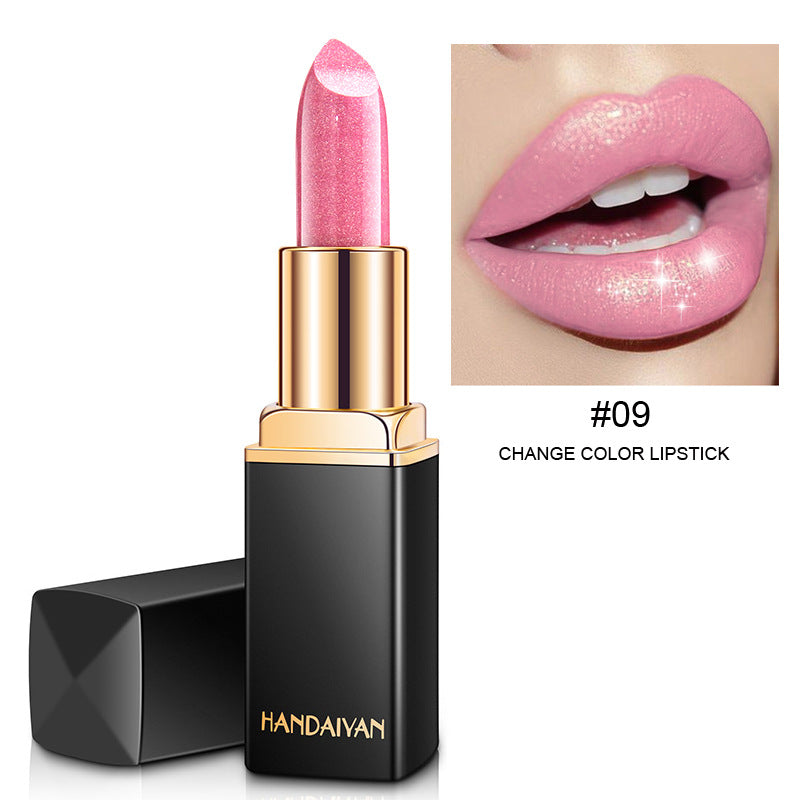 Barra de labios metálica brillante Perlescente Lápiz labial que cambia de color Lápiz labial dorado