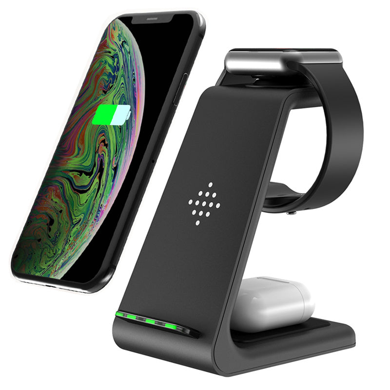 Cargador inalámbrico compatible con iPhone 12, soporte de carga tres en uno, base de carga rápida iWatch 6