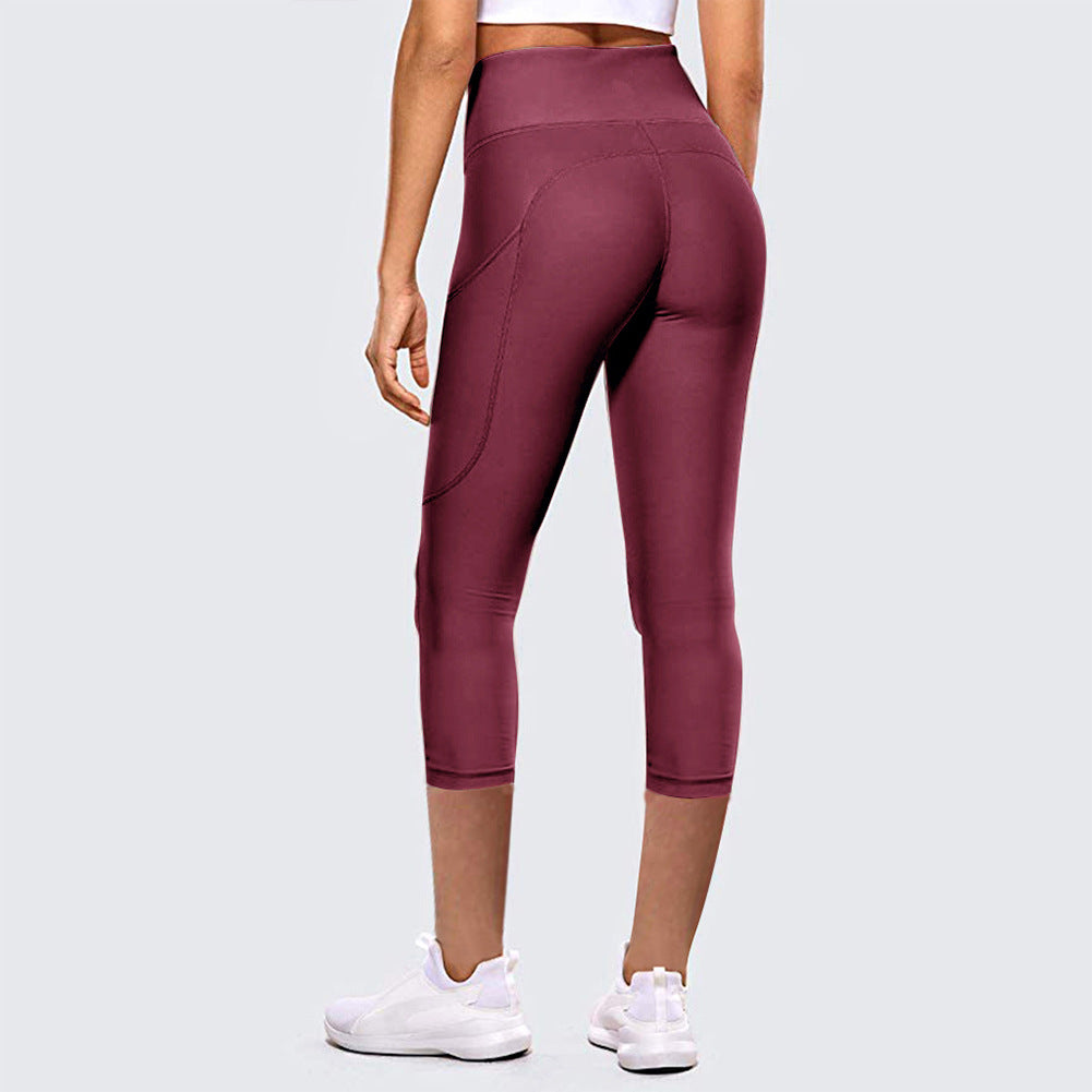 Pantalones de yoga capri de cintura alta con levantamiento de cadera para mujer, leggings deportivos para exteriores y fitness