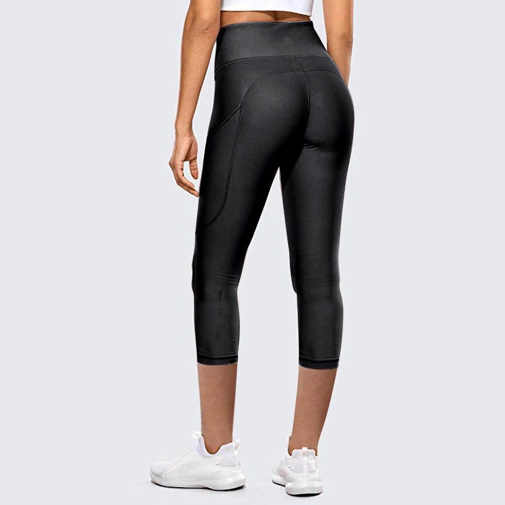 Pantalones de yoga capri de cintura alta con levantamiento de cadera para mujer, leggings deportivos para exteriores y fitness