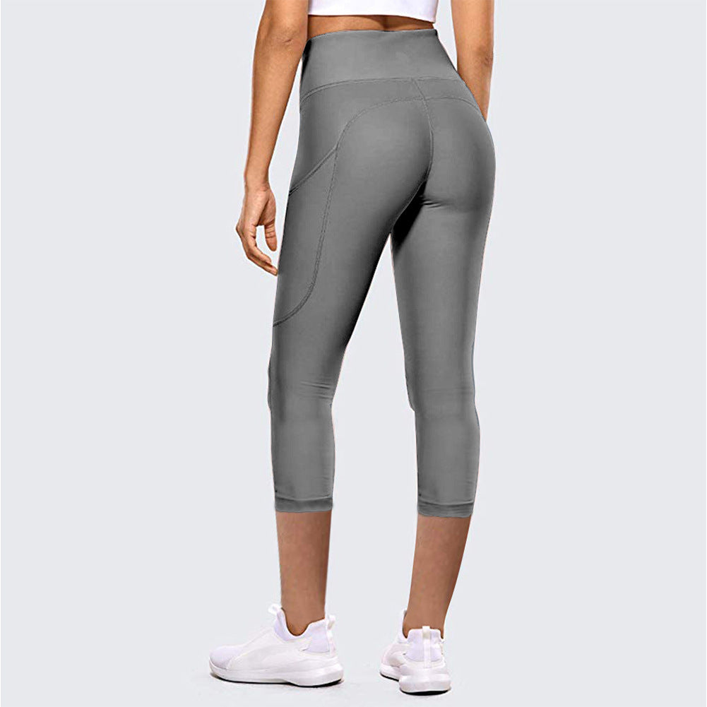 Pantalones de yoga capri de cintura alta con levantamiento de cadera para mujer, leggings deportivos para exteriores y fitness