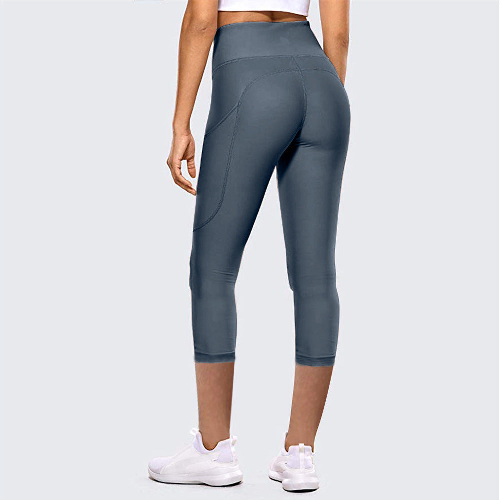 Pantalones de yoga capri de cintura alta con levantamiento de cadera para mujer, leggings deportivos para exteriores y fitness
